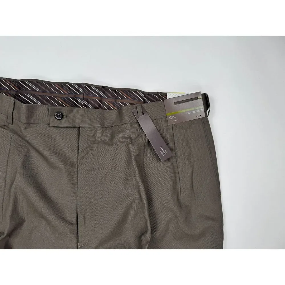 Louis Raphael Luxe Mario Pleated Wool Pant Mens 44 x32 NWT Extended Waist Pocket
